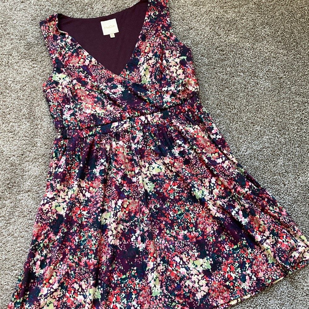 Modcloth Abstract Floral Retro Stretch Sleeveless Midi Dress with pockets! sz XL